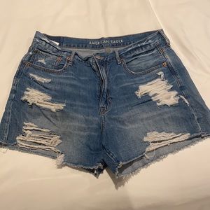 AE distressed high waist jean shorts